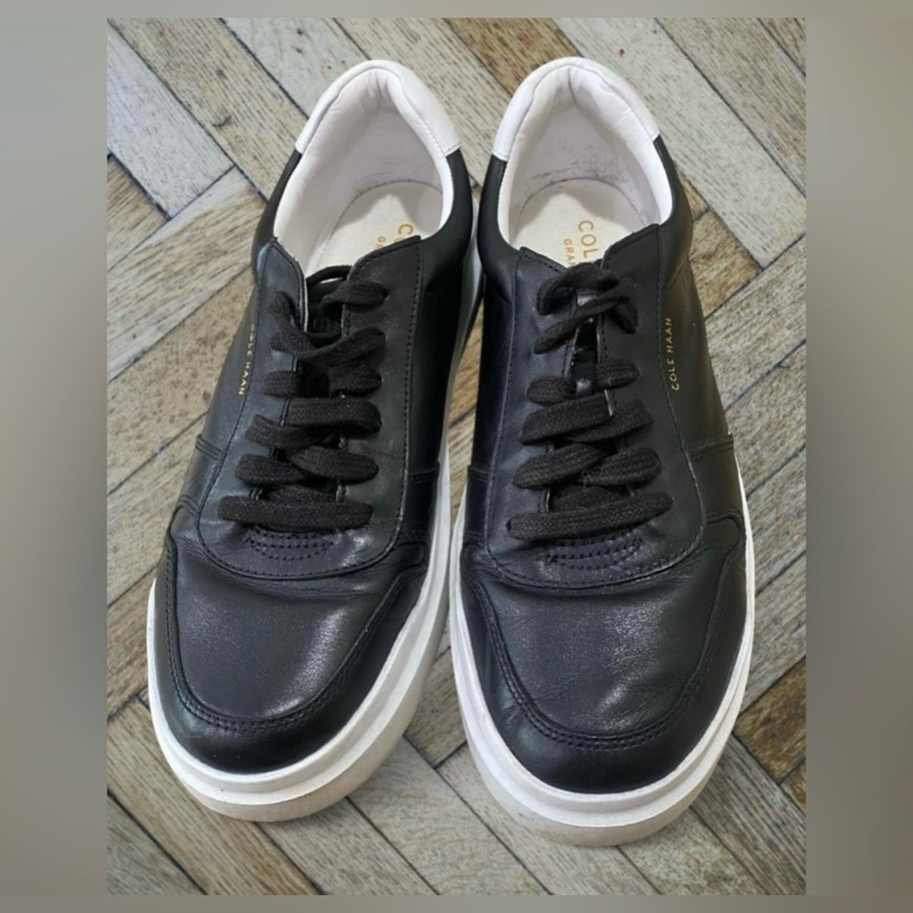 Cole Haan Grandpro Rally Court Sneaker Black Leather Shoes Lace Up - Picture 2 of 7